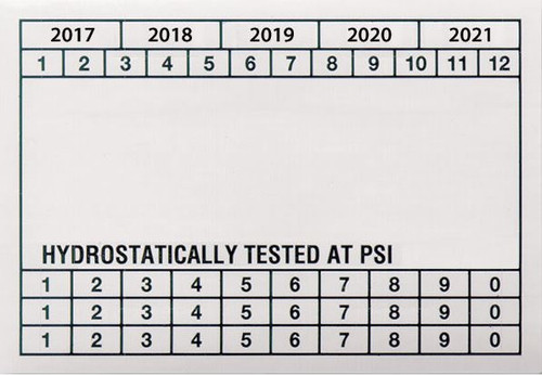 SSPVCA - California Hydrotest Labels, White Vinyl, 3 1/4" x 2 1/4"