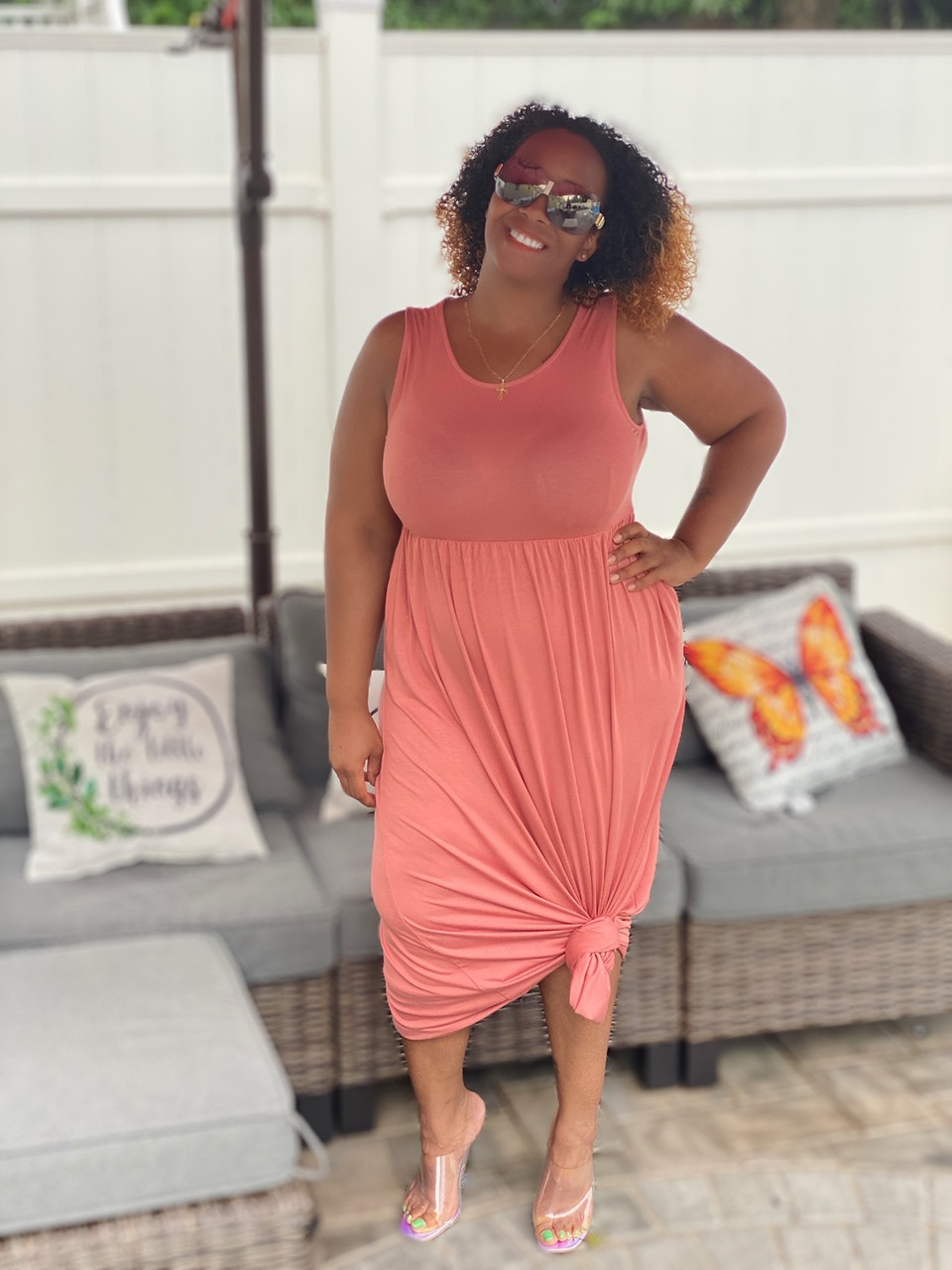 Coral Maxi T-shirt Dress| The VIP Boutique