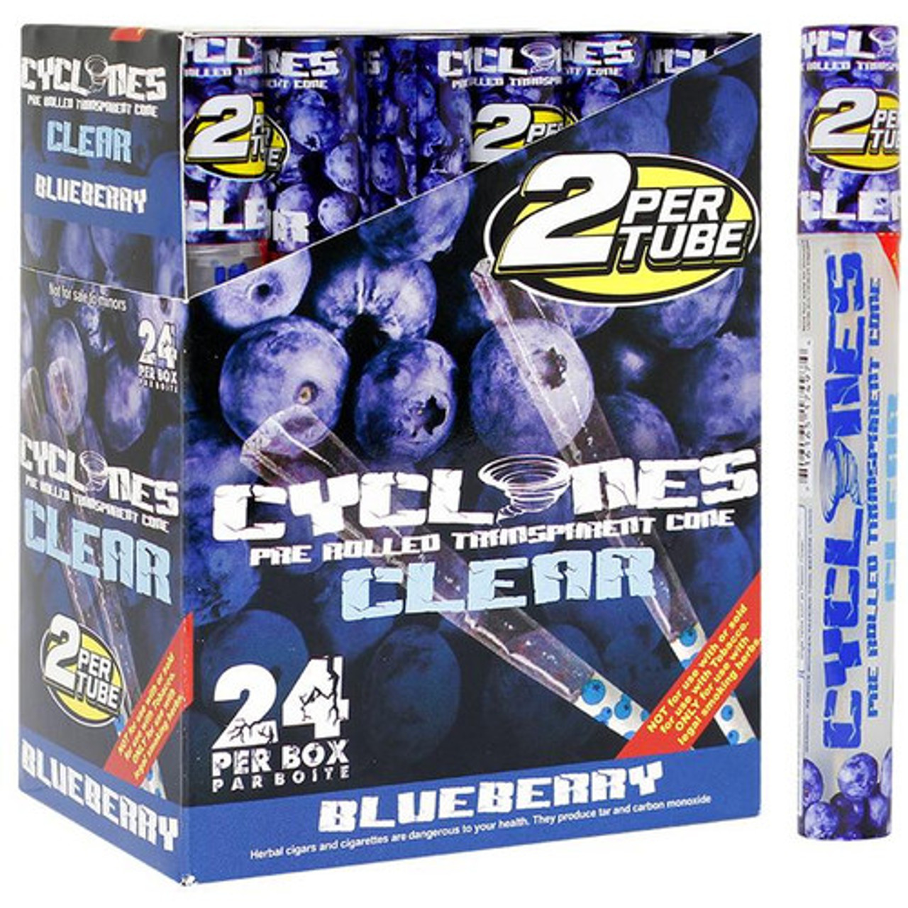 Cyclones Clear Blueberry Flavored Pre-Rolled Cones Box