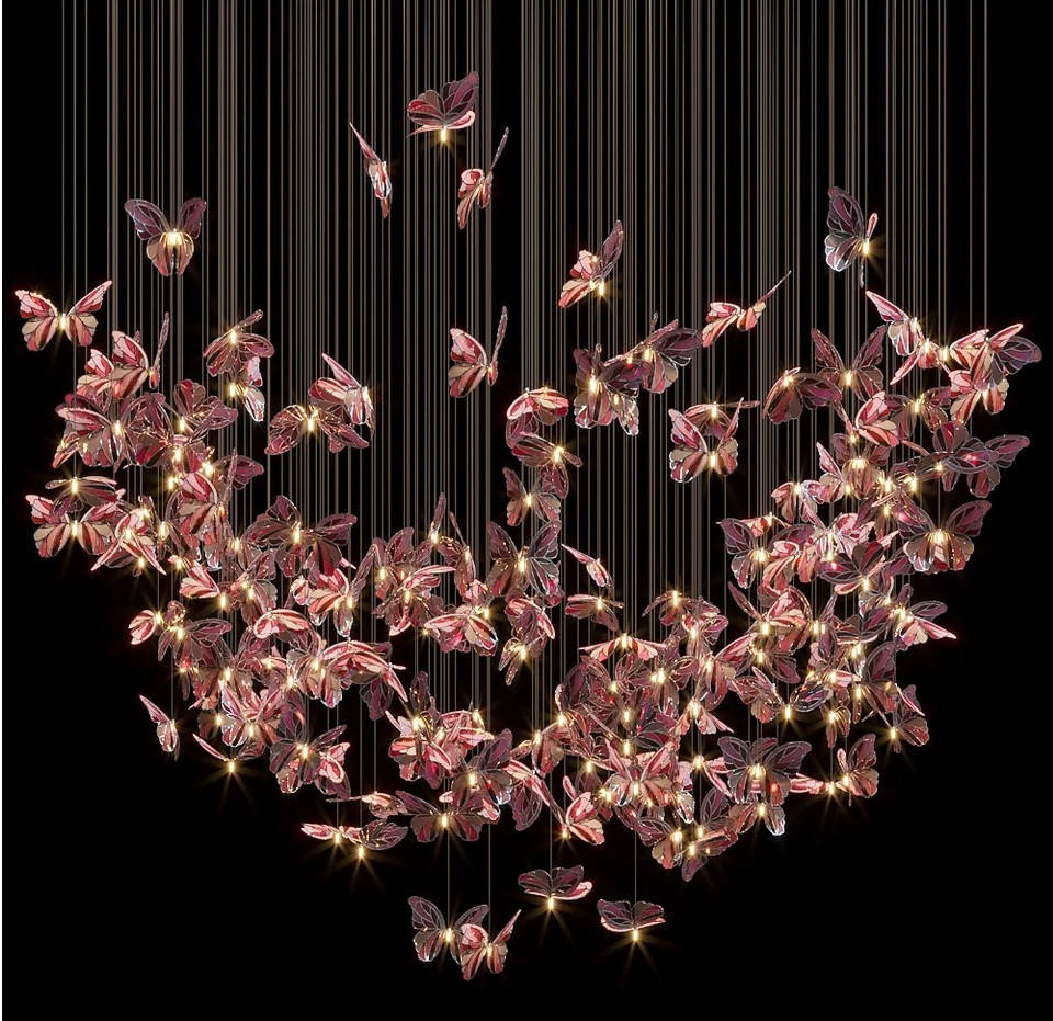 Mariposa: Stained Glass Butterfly Chandelier Pink Butterfly