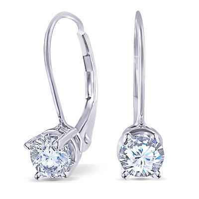Zurich: Elegant Leverback Earrings for Women 2ct Round Diamonds