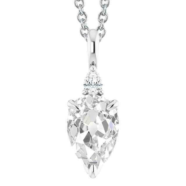 Victoria: Exquisite Pear-Cut Old Mine Diamond Pendant
