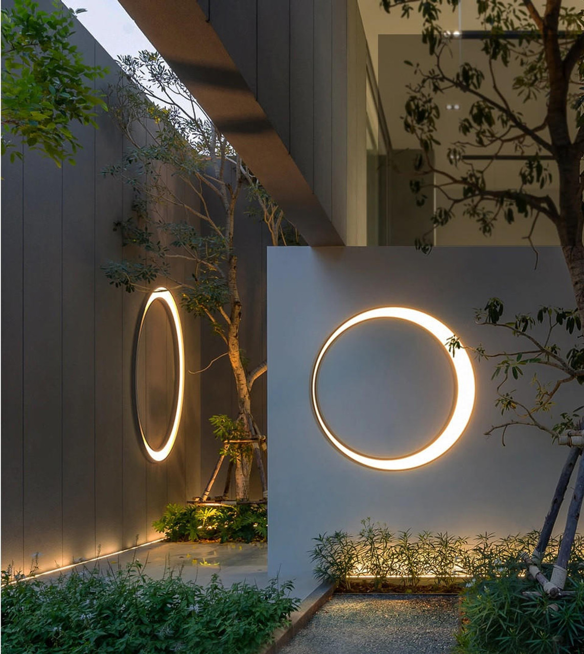 Polaris Modern Round Wall Light Outdoor Black Luxury Outdoor