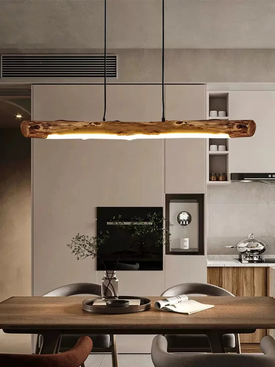 Rustic Log Pendant lamp Minimalist Wood Pendant Lights Japanese