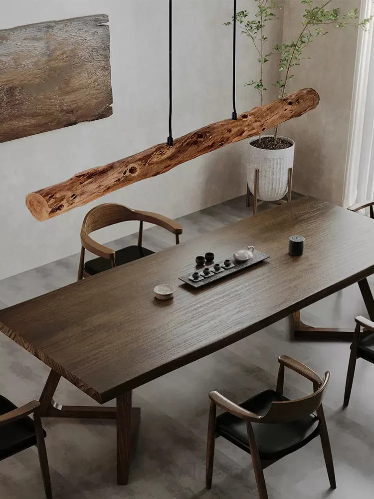 Rustic Log Pendant lamp - Minimalist Wood Pendant Lights Japanese Style ...