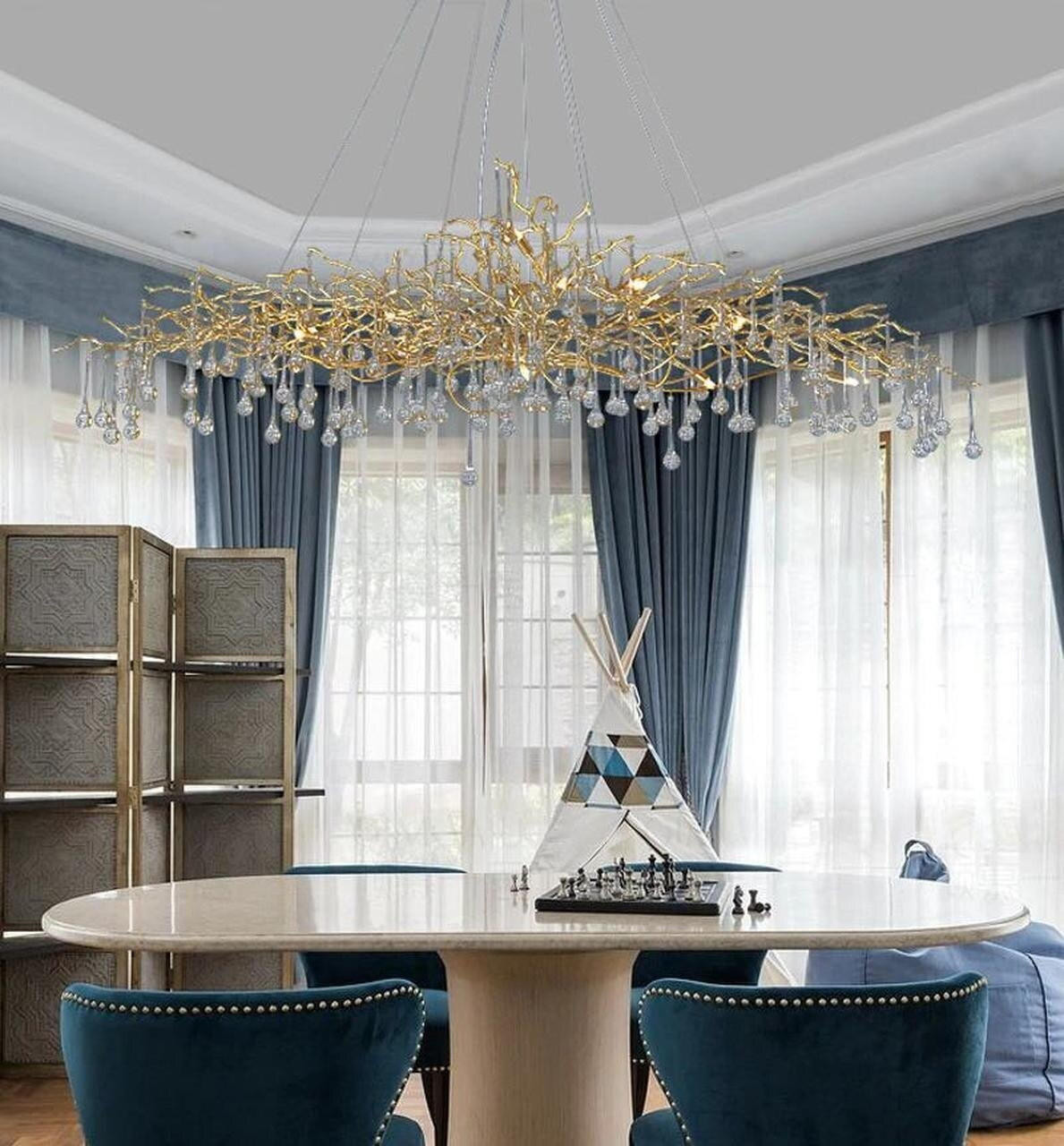 Madelena Crystal Droplet Gold Tree Branch Chandelier - A Chandelier ...