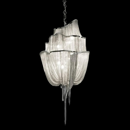 Experience the epitome of contemporary luxury with the Atlantis Designer Polished Chrome Chain Chandelier - Lavish Lighting For Hotel Room Style Interiors . This mesmerizing chandelier effortlessly blends sleek sophistication with artistic flair, creating a stunning focal point that will enhance any space.

Crafted with impeccable attention to detail, this replica showcases the iconic design of the Zaneen Atlantis collection. The chrome chain suspension adds a touch of opulence, while the pendant lamp exudes a warm, inviting glow that illuminates the room with elegance.

The pendant lamp's sleek chrome finish exudes a modern aesthetic, complemented by the intricate chain detailing that creates a captivating visual display. The adjustable chain length allows for customization, ensuring the perfect placement for any ceiling height.

Whether suspended in a dining room, foyer, or living area, the Zaneen Atlantis Chrome Chain Suspension Pendant Lamp brings a sense of refined luxury to any interior. Elevate your space with this extraordinary chandelier, and let its impeccable design and radiant lighting redefine your home decor.