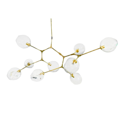 Branching Metal Arms Crystal Glass Bubble Chandelier 9 Globe - Bubble Light Fixture 