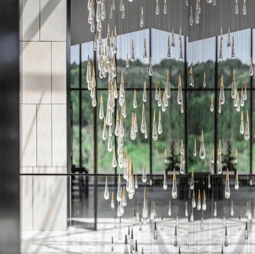 Alessandra: Designer Glass Droplet Chandelier - Crystal Raindrop Light Fixture - Tear Drop Glass Pendant Light