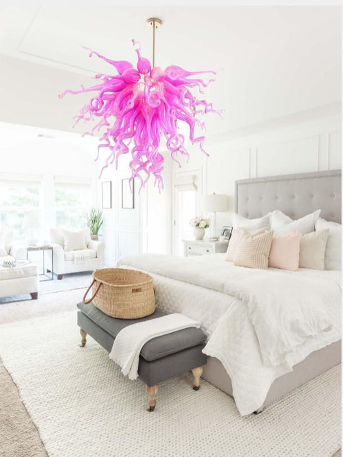 Unusual ceiling light fixtures - Our modern chandelier for master bedroom are perfect for those seeking a glass bedroom chandelier. Modern bedroom chandelier lighting adds a touch of elegance, sophistication, and ambient illumination, creating a stylish and serene atmosphere. Bright Pink chandeliers