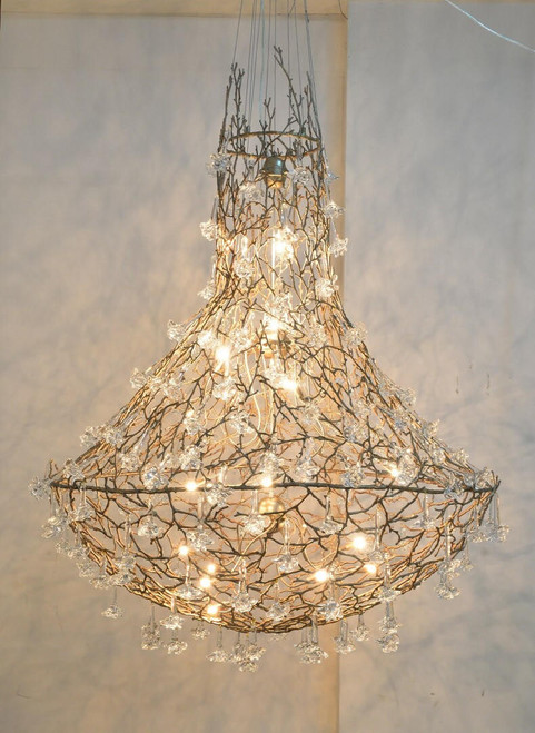 Dahlia Modern Large Round Copper Gold Crystal Flower Branch Chandelier - The Lighting Designers Choice