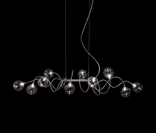 Celestia: Black Spiral Smoked Grey Dining Room Chandelier - Modern Bubble Chandelier