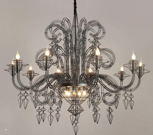 Reno: Black Industrial Chandelier - Silver Rod Iron Light Fixtures - Gold Industrial Chandelier