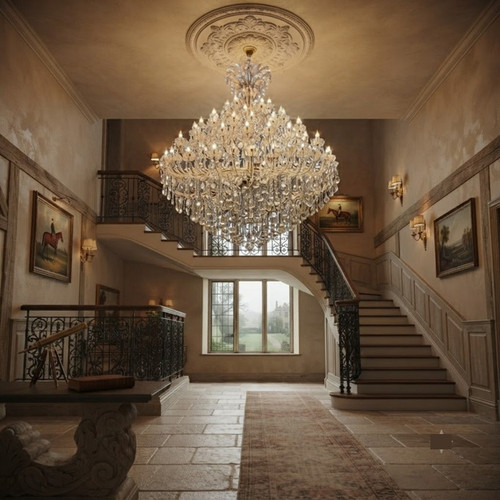 chandelier, crystal chandelier, luxury chandelier, ornate lighting, crystal drops, faceted crystals, vintage chandelier, glass arms, gold fixture, glowing bulbs, candlelight effect, high-end interior, decorative lighting, sparkling crystals, intricate design, classic elegance, traditional lighting, reflective surfaces, warm illumination