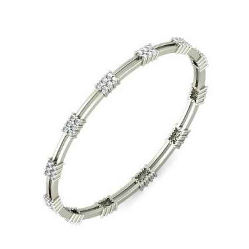 Luna: Radiant Diamond Bangle for Elegant Women .3.60ct Natural Round Diamonds