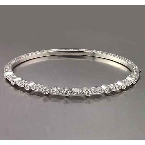 Vienna: Exquisite Filigree Diamond Bangle .1.40ct VS1 F Color Diamonds