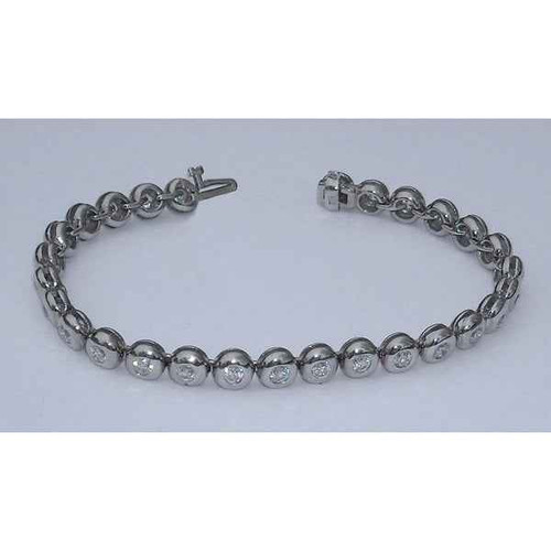 luxury diamond tennis bracelet, 5.60 carat diamond bracelet, VS1 clarity diamond jewelry, F/G color diamond bracelet, full bezel diamond setting, round brilliant cut diamonds, high jewelry bracelet, natural earth-mined diamonds, bespoke diamond tennis bracelet, 14K white gold fine jewelry, collector's diamond bracelet, investment-grade diamond jewelry, exclusive tennis bracelet design, handcrafted diamond bracelet, sophisticated diamond accessories