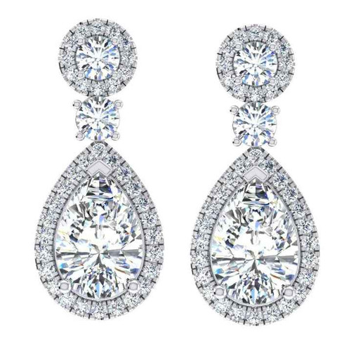 Vienna: Exquisite Diamond Drop Earrings .8ct Pear Cut Diamonds