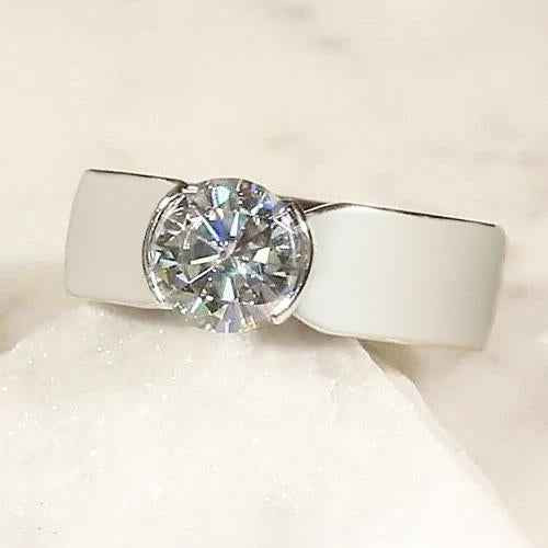 Giovanni: Anel de diamante solitário masculino 0,150 ct diamante redondo