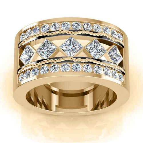 Constantine: Majestic Men's Diamond Band With Rope Wave Design .3.75ct Five