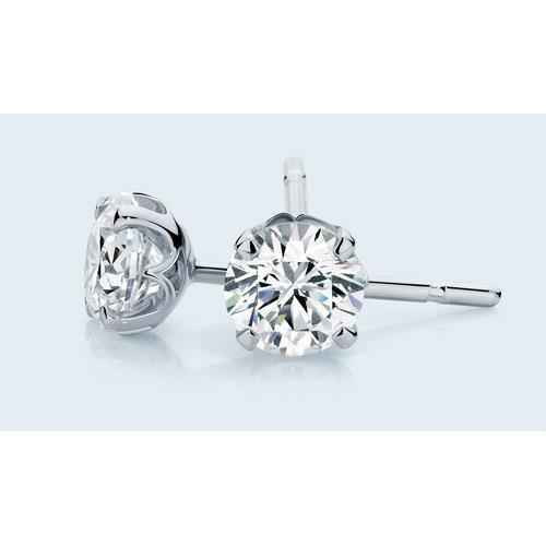 Victoria: Exquisite Solitaire Diamond Stud Earrings .1.60ct Round Brilliant Diamonds