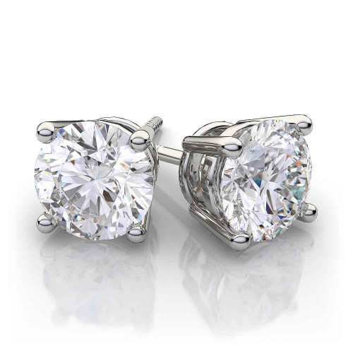 Isabella: Exquisite Solitaire Diamond Stud Earrings .2.70ct Round Brilliant Diamonds