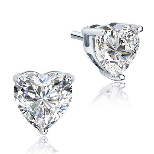 Paris: Exquisite Heart .Cut Diamond Stud Earrings