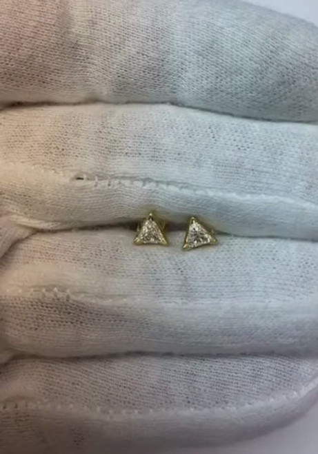 trilliant cut diamond studs, 1 carat diamond earrings, VS1 clarity diamond jewelry, F color diamond studs, natural earth-mined diamonds, luxury diamond earrings, fine jewelry for women, bespoke diamond stud earrings, high jewelry collection, 14K white gold earrings, investment grade diamonds, sophisticated diamond accessories, collector's diamond jewelry, exclusive diamond stud pair, artisan-crafted diamond earrings