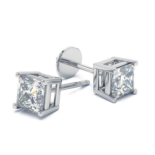 Vienna: Princess Cut Diamond Stud Earrings .1.80ct Total