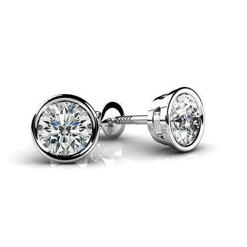 Vienna: Timeless Bezel .Set Diamond Stud Earrings