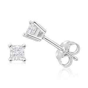 Madrid: Exquisite Princess Cut Diamond Stud Earrings .2.00ct F Color VS1 Clarity