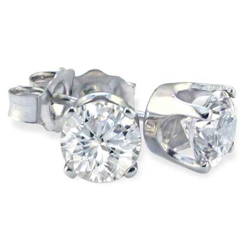 Victoria: Radiant Solitaire Diamond Stud Earrings .2ct Round Brilliant Diamonds