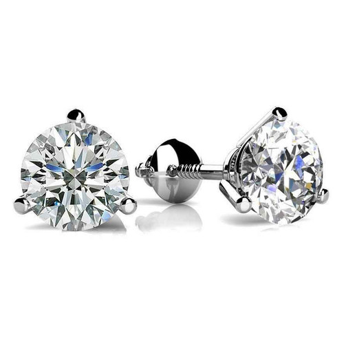Paris: Timeless Solitaire Diamond Stud Earrings .2.00ct Round Brilliant Diamonds