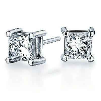 Victoria: Exquisite Princess Cut Diamond Studs .4ct Genuine Diamonds