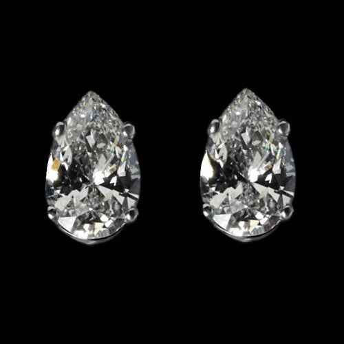 Victoria: Pear Cut Diamond Stud Earrings .6.00ct Total Weight