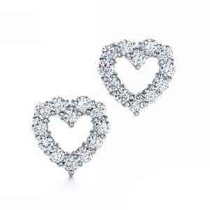 Vienna: Open Heart Diamond Stud Earrings .2.4ct Round Brilliant Diamonds
