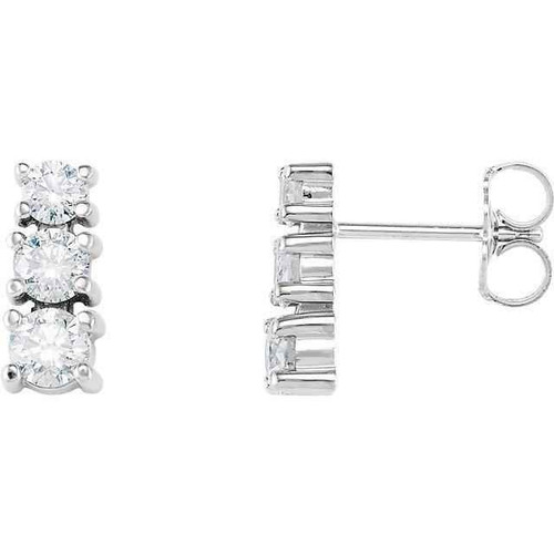 Victoria: Exquisite Three .Stone Diamond Stud Earrings