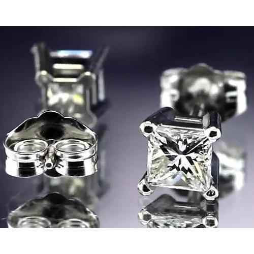 Isabella: Princess Cut Diamond Stud Earrings .1.00ct Total
