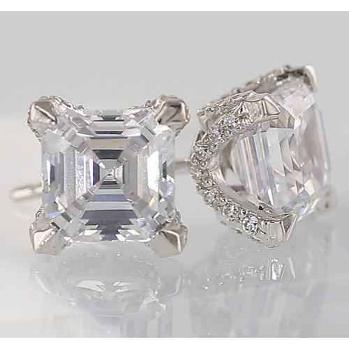 Madrid: Exquisite Diamond Stud Earrings .1.50ct Asscher & Round Cut Diamonds