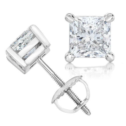 Isabella: Princess Cut Diamond Stud Earrings .5.50ct Natural Diamonds