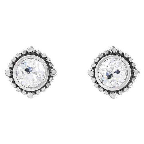 Vienna: Old Mine Cut Diamond Stud Earrings .3.00ct Round Diamonds