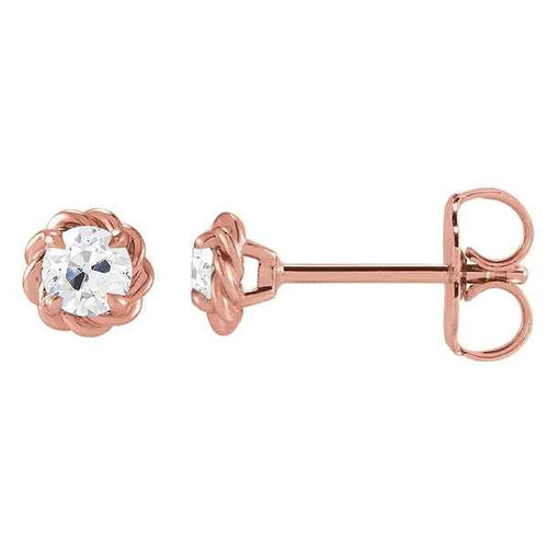 old mine cut diamond earrings, luxury antique diamond studs, 14K rose gold diamond earrings, eagle claw prong diamond studs, natural earth-mined diamond jewelry, G color SI1 diamond earrings, collector's old miner diamond studs, fine jewelry investment, bespoke diamond stud earrings, vintage-inspired diamond jewelry, high jewelry diamond earrings, prestigious diamond accessories, handcrafted rose gold earrings, heirloom-quality diamond studs, certified 4 carat diamond earrings