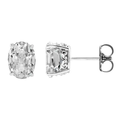 Vienna: Women's Stud Earrings In Old Mine Cut Diamonds .6ct Oval Diamonds