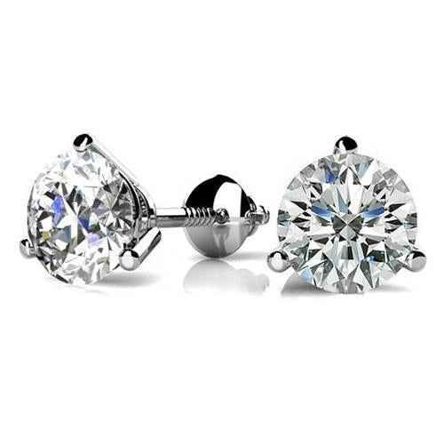 Florence: Exquisite Solitaire Diamond Stud Earrings .1.70ct Round Brilliant Diamonds