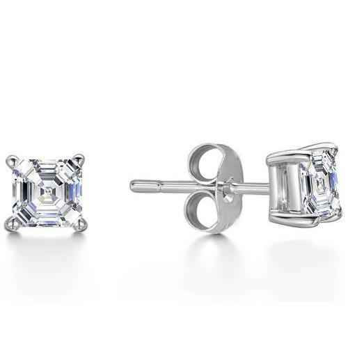 Isabella: Elegant Diamond Stud Earrings .2.50ct Asscher Cut Diamonds
