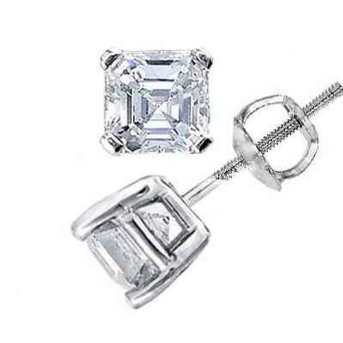 Vienna: Asscher Cut Diamond Stud Earrings .2ct Natural Diamond