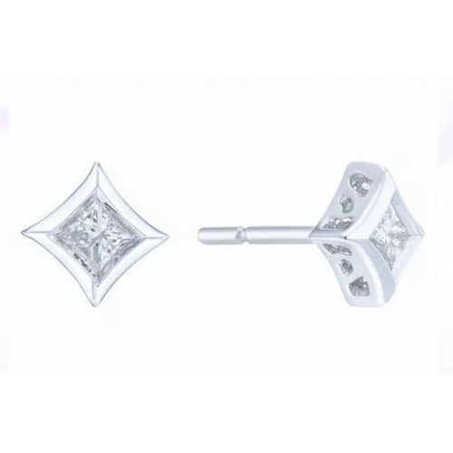 Madrid: Princess Cut Diamond Stud Earrings .1.80ct Natural Diamonds
