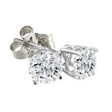 Victoria: Solitaire Diamond Stud Earrings .2.00ct Round Brilliant Diamond