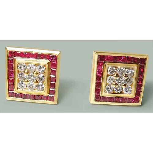 Constantine: Prestigious Men's Cufflinks With Rubies & Diamonds .3.00ct Total Gemstone Weight