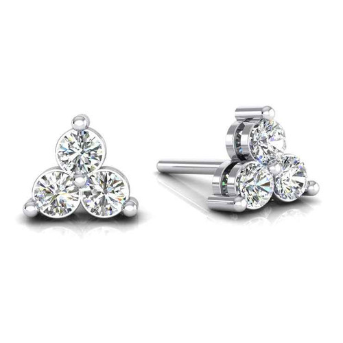 Victoria: Exquisite Three .Stone Diamond Stud Earrings
